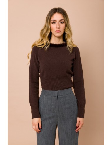 Camisola de manga comprida, gola redonda, com acabamento em pelo sintético Maryley