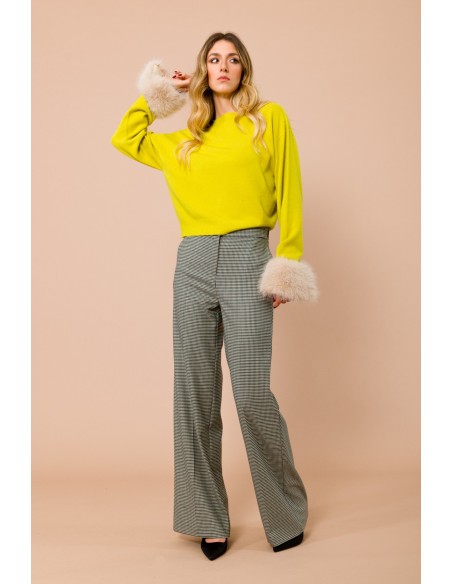 Camisola de gola redonda com punhos em pêlo sintético destacáveis Maryley