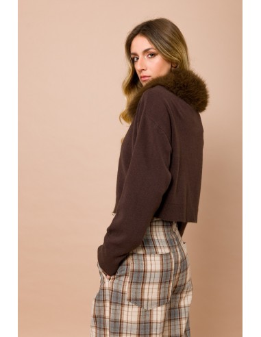 Cardigan Com Gola Em Pêlo Sintético Destacável Maryley