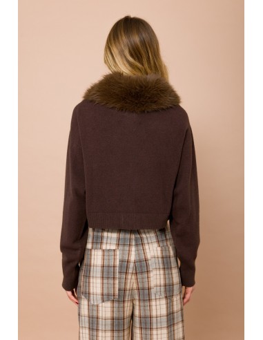 Cardigan com gola em pelo sintético destacável Maryley