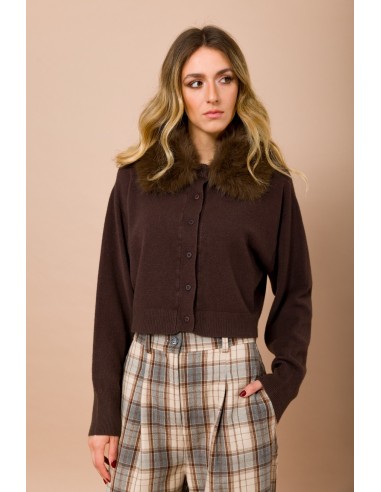Cardigã com gola em pêlo sintético removível Maryley
