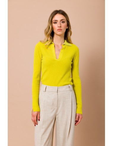 Polo Em Malha Canelada Com Colarinho Lurex Maryley