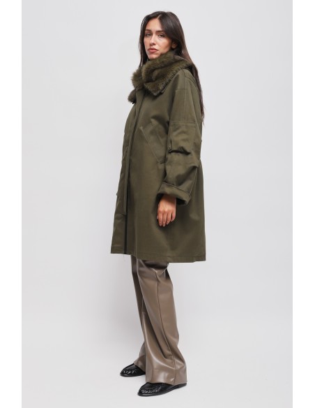 Parka oversize com gola em pêlo sintético removível Maryley