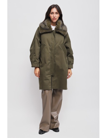 Parka oversize com gola em pêlo ecológico removível Maryley