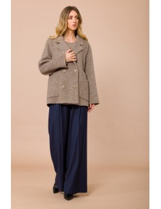 Casaco Curto De Abotoamento Duplo Sem Forro Com Bolsos Aplicados Maryley 2