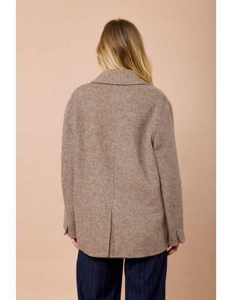 Casaco Curto Cruzado Sem Forro Com Bolsos Aplicados Maryley