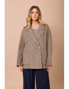 Casaco Curto De Abotoamento Duplo Sem Forro Com Bolsos Aplicados Maryley