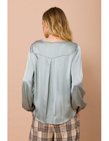 Blusa com decote em V em cetim de viscose Maryley