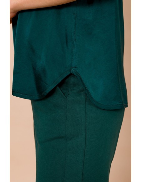 Top com decote em V em cetim de viscose Maryley