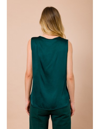 Top com decote em V em cetim de viscose Maryley