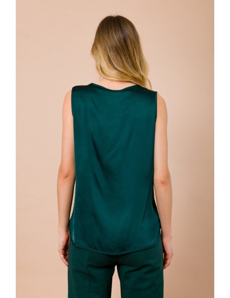 Top com decote em V em cetim de viscose Maryley