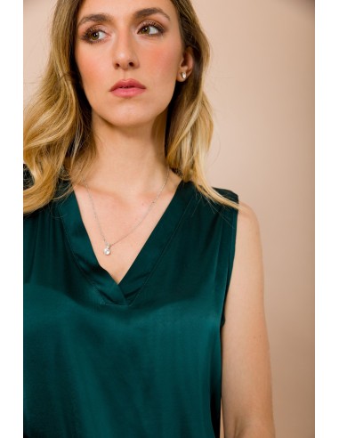 Top com decote em V em raso de viscose Maryley