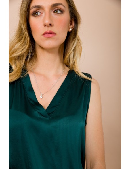 Top com decote em V em raso de viscose Maryley