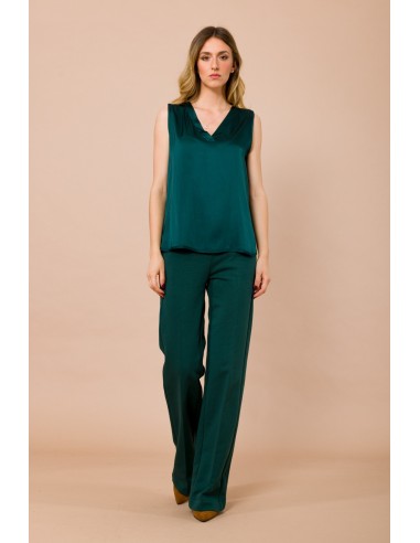 Top com decote em V em raso de viscose Maryley