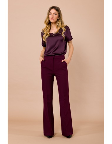 T-Shirt de gola redonda e manga curta em cetim de viscose Maryley