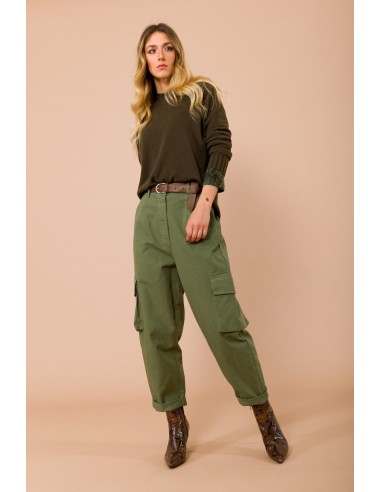 Calças cargo com elástico na parte de trás da cintura e cinto combinado Maryley