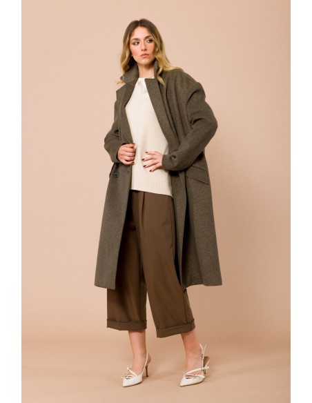 Sobretudo Oversize De Abotoamento Duplo Forrado Maryley