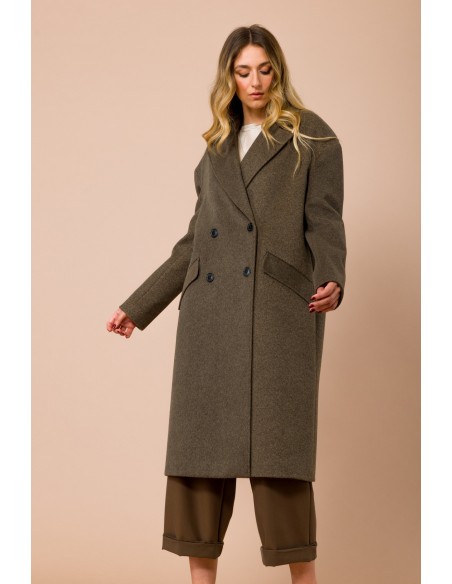 Casaco Oversize de Abotoamento Duplo Forrado Maryley