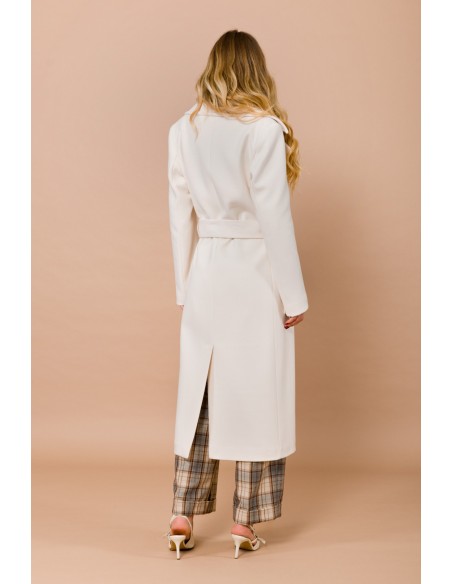 Casaco de Abotoamento Simples Forrado com Bolsos e Cinto Maryley