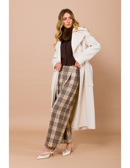 Casaco de um só peito forrado com bolsos e cinto Maryley