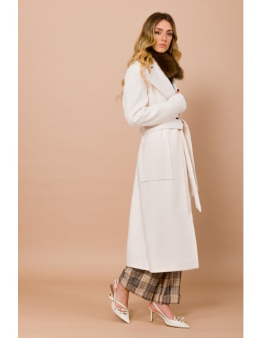 Casaco de abotoamento simples forrado com bolsos e cinto Maryley