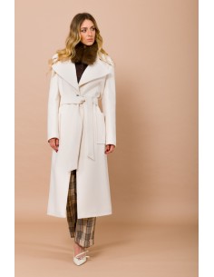 Casaco de Um Só Peito Forrado com Bolsos e Cinto Maryley