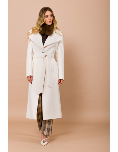 Casaco de Um Só Peito Forrado com Bolsos e Cinto Maryley