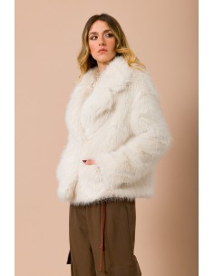 Casaco de pêlo ecológico de abotoamento duplo com gola de lapela Maryley 2