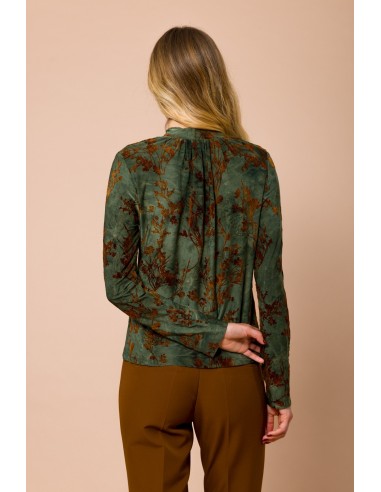 Blusa de gola redonda, manga comprida, com estampa flocada Maryley