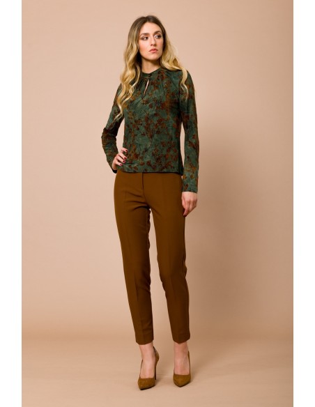 Blusa gola redonda manga comprida com estampa flocada Maryley