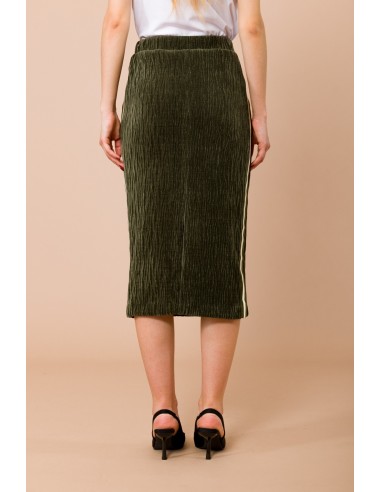 Longuete com bandas caneladas, cordão na cintura e fenda central nas costas Maryley