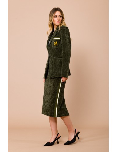 Longuete com bandas caneladas e cordão na cintura e fenda central na parte de trás Maryley