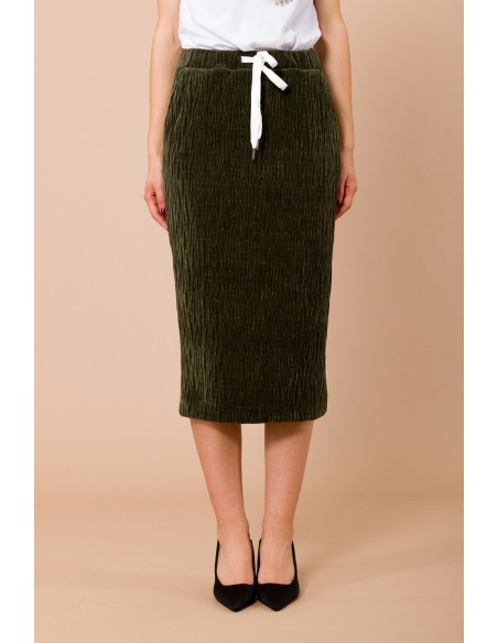 Longuete Com Bandas Caneladas E Cós Com Cordão E Fenda Central Nas Costas Maryley