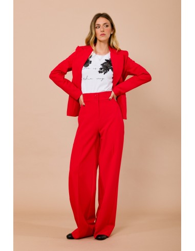 Calças Palazzo De Cintura Alta Com Duplo Botão Em Resina Maryley