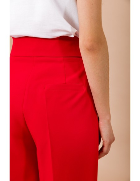 Calças palazzo de cintura alta com duplo botão em pasta Maryley