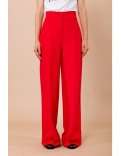 Calças palazzo de cintura alta com duplo botão em pasta Maryley