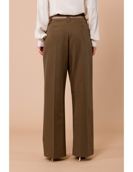 Calças palazzo com cinto na cintura Maryley