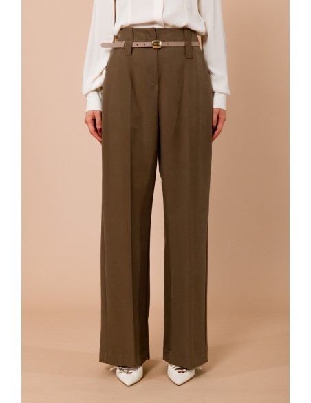 Calças Palazzo com cinto na cintura Maryley