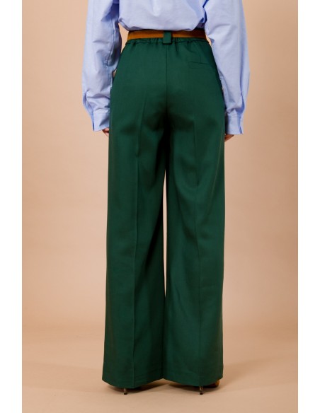 Calças palazzo com cinto na cintura e elástico na parte de trás Maryley