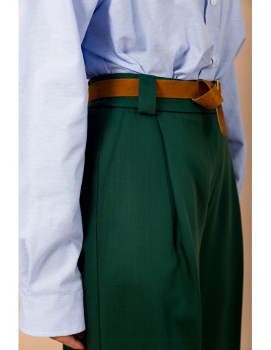 Calças palazzo com cinto na cintura e elástico na parte de trás Maryley