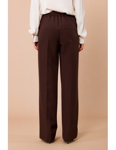 Calças palazzo com elástico na parte de trás e cordão à vista Maryley