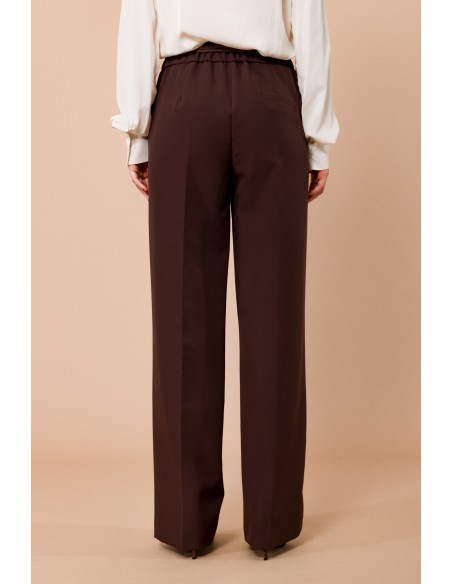 Calças palazzo com elástico na parte de trás e cordão à vista Maryley