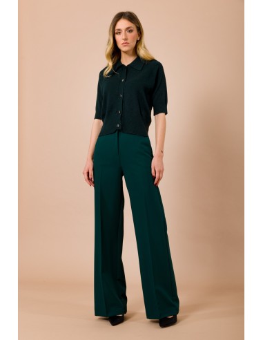 Calças palazzo com elástico no centro traseiro Maryley