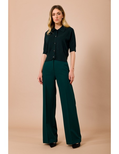 Calças palazzo com elástico no centro traseiro Maryley