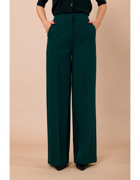 Calças palazzo com elástico no centro das costas Maryley