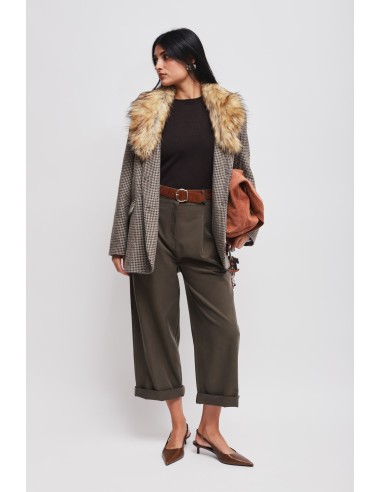 Calças cropped com cinto Maryley