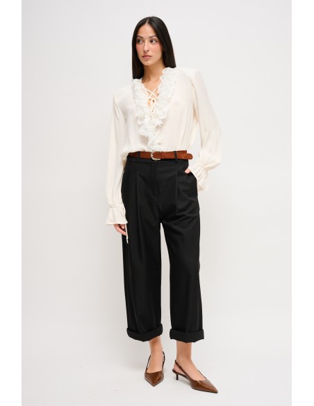 Calças Cropped com Cinto Maryley