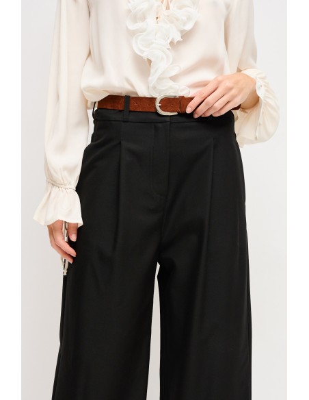 Calças Cropped Com Cinto Maryley