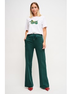 Calças palazzo em felpa com cordão na cintura Maryley 2