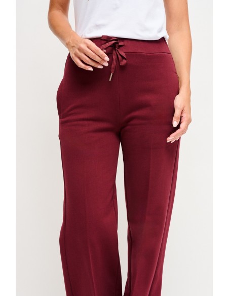 Calça Palazzo em felpa com cordão no cós Maryley
